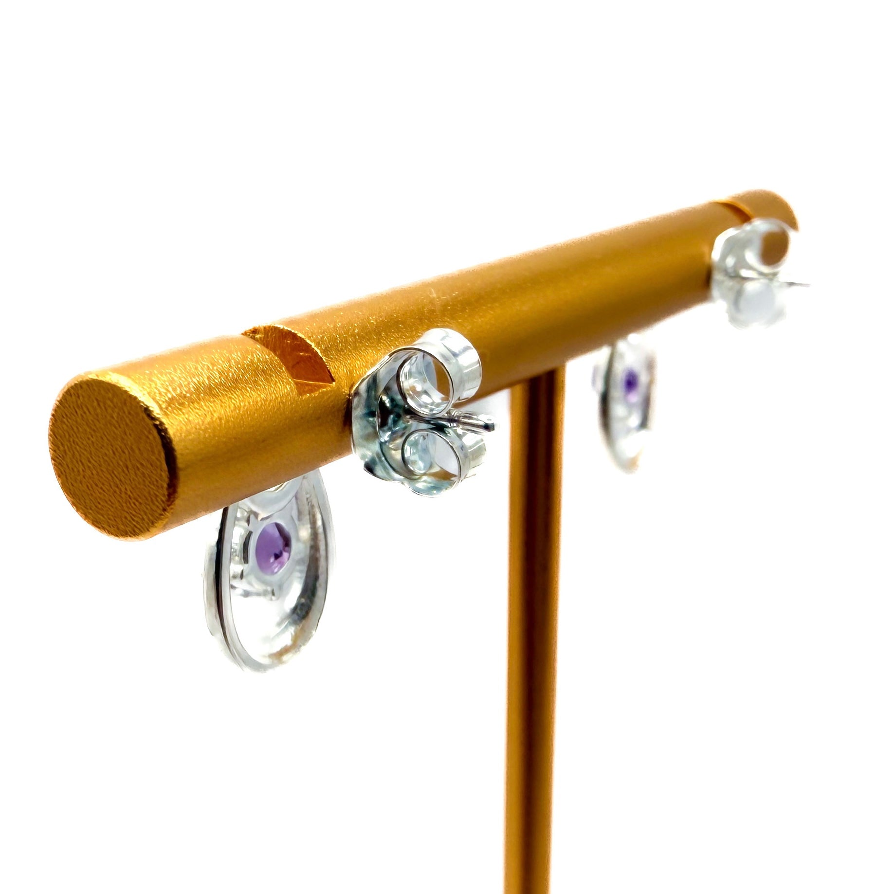 Aretes de gota morada